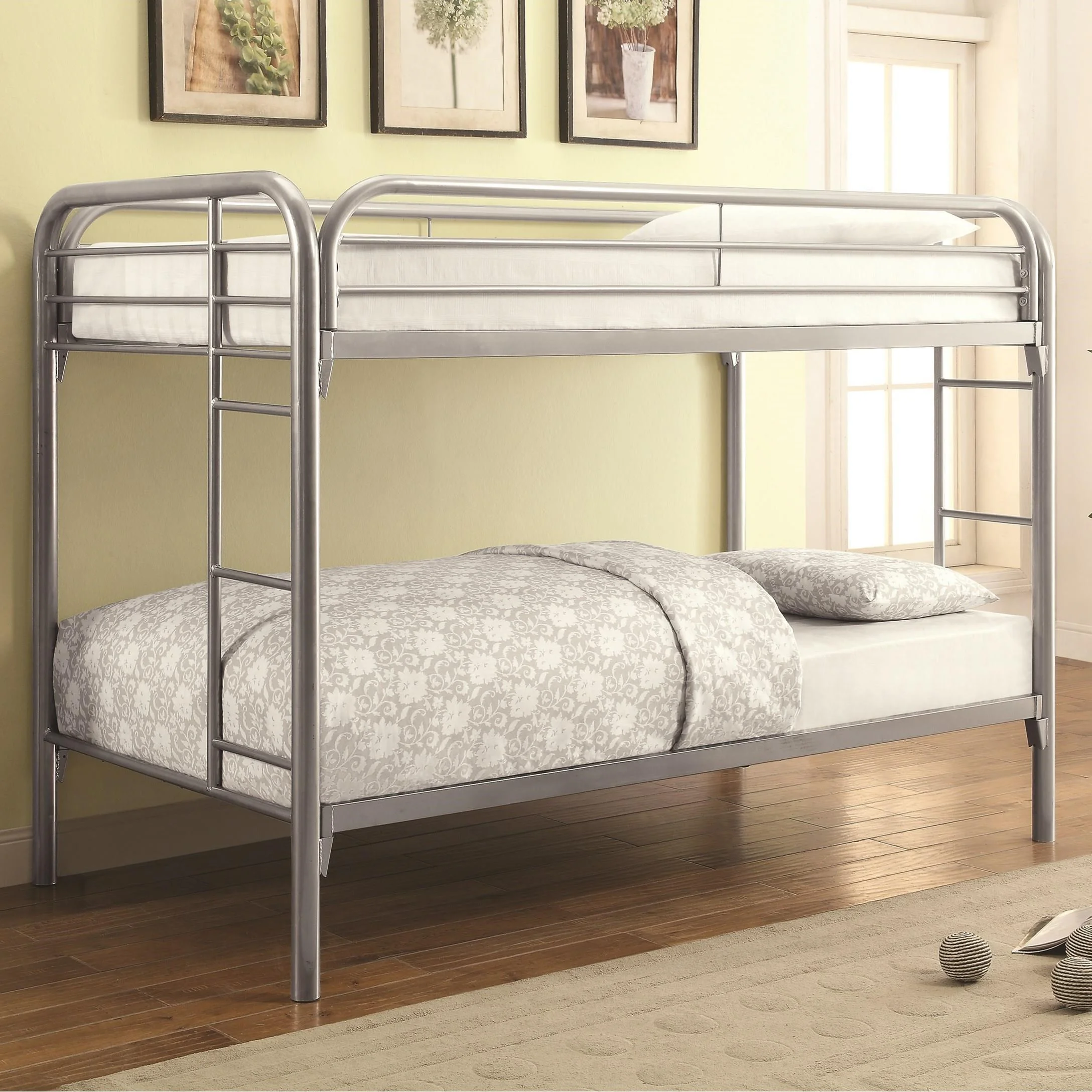 Coaster Metal Beds 2256V Twin Over Twin Bunk Bed with BuiltIn Ladders